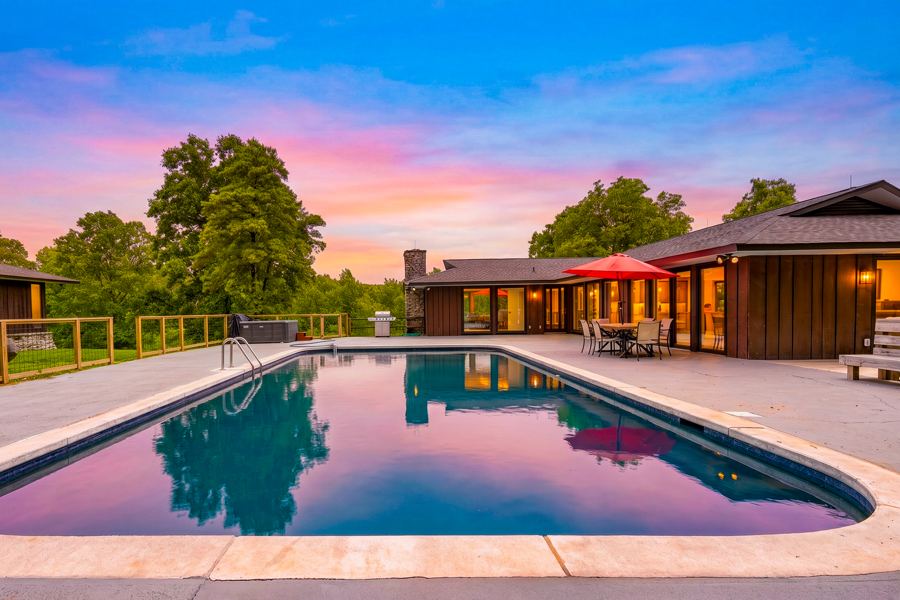 The pool at dusk
